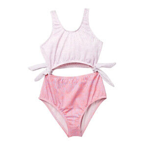Heart And Harmony Kids' Cutout One-Piece Swimsuit In Coral Sun Size 12